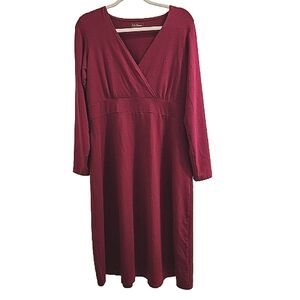 L.L. Bean Burgundy Jersey Pullover Dress Large